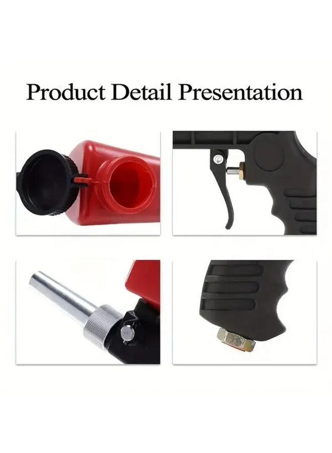 Red Portable 90psi Pneumatic Sandblasting Gun Kit Gravity Feed Spray Tool For Air Compressor Paint Rust Removal Surface Cleaning 1 4 Inch Connection - Image 5