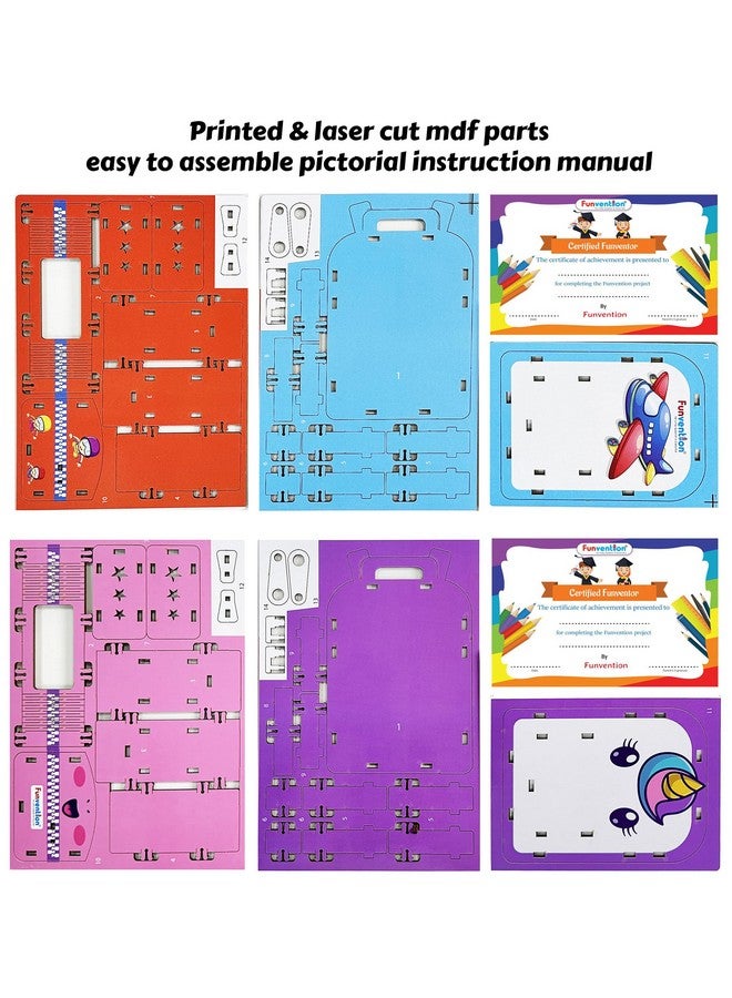 Funvention (Combo of 12) Unicorn + Airplane DIY Pen Stand Model Desk Organizer Birthday Return Gifts for 4+ Years Kids 3D Puzzle Art and Craft kit - Image 3