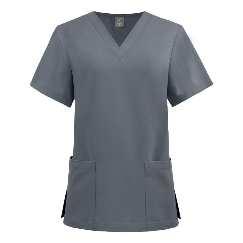 New Stretch Single Top Wash Clothes Men'S And Women'S V-Neck Pocket Short Sleeve Thin Nurse Clothes Multicolor Plus Size - Image 4