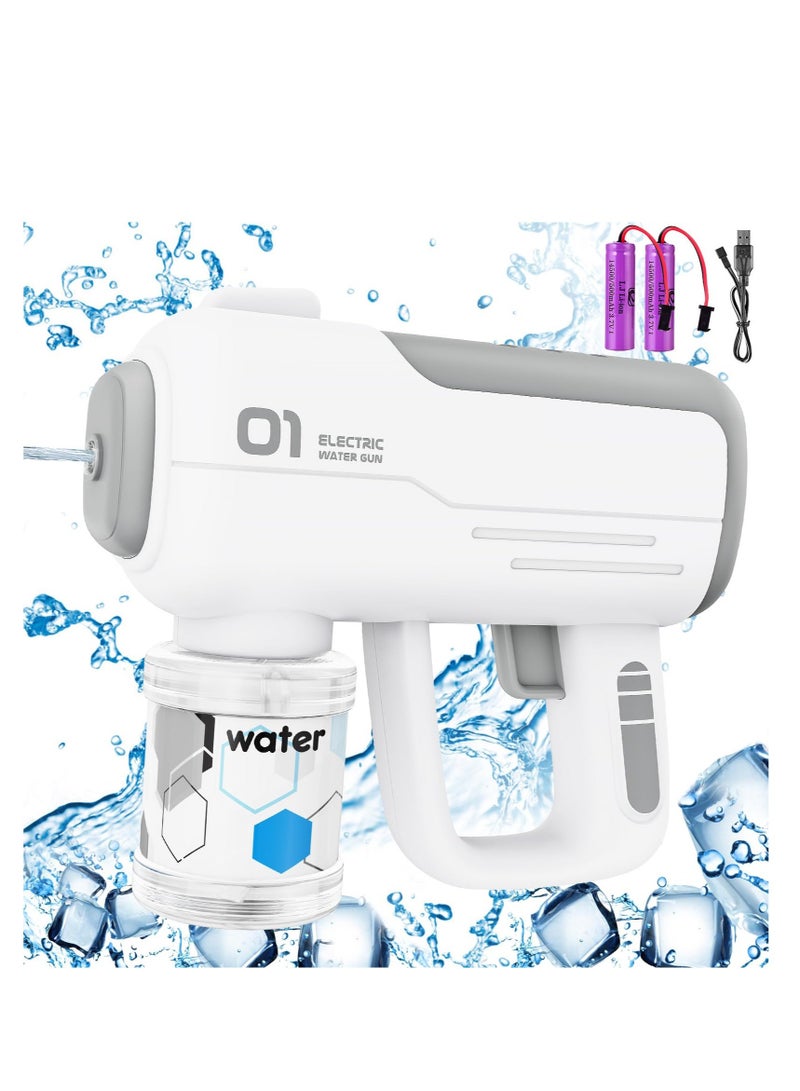Excefore Electric Water Gun Toy - Shoots Up to 40 Feet, for Kids & Adults, Ideal for Summer Pool Parties & Beach Games (White) - Image 1