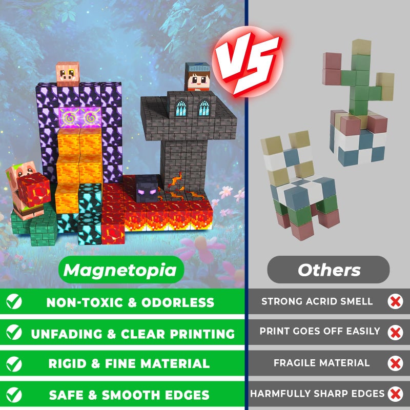 Magnetopia 150PCS Magnetic Blocks with Light up Blocks - Magnetic Building Blocks for Kids Ages 4 5 6 7 8 9 10, Magnetic Light up Building Blocks, STEM Sensory Learning Toys, Birthday Gift for Kids Ages 3+ - Image 4