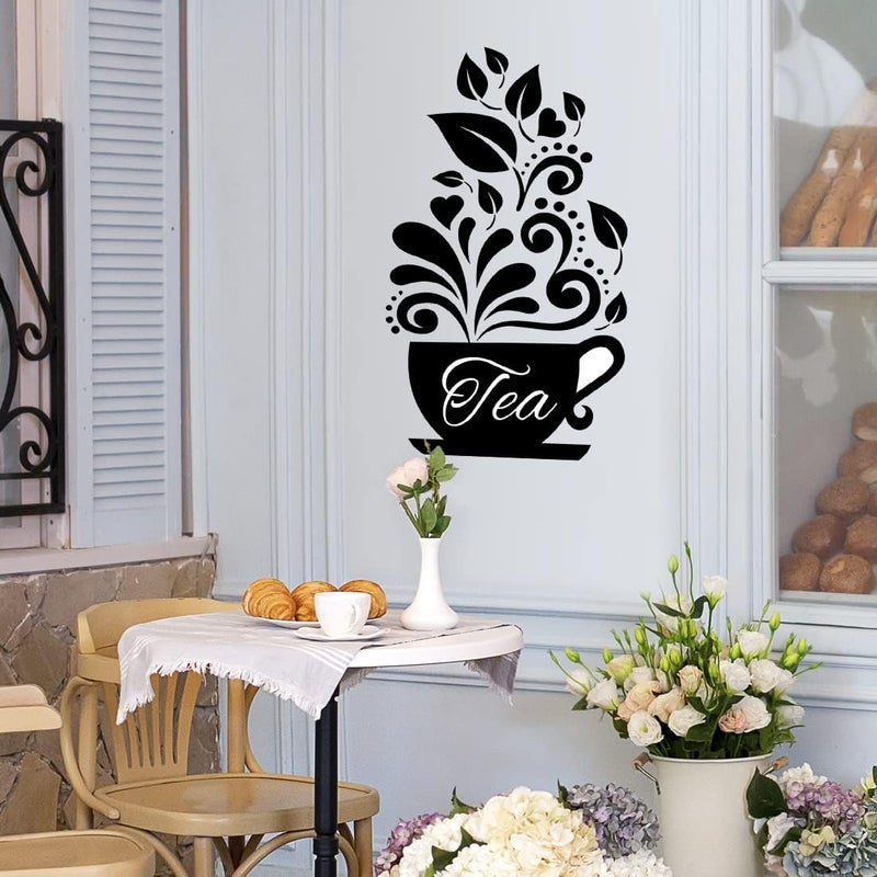 Wall4Stickers ملصق حائط المطبخ فن الحائط أكواب الشاي المحبوبة ملصق حائط الشاي ملصق فينيل القهوة ديكور المطعم أو الحانة - Image 2