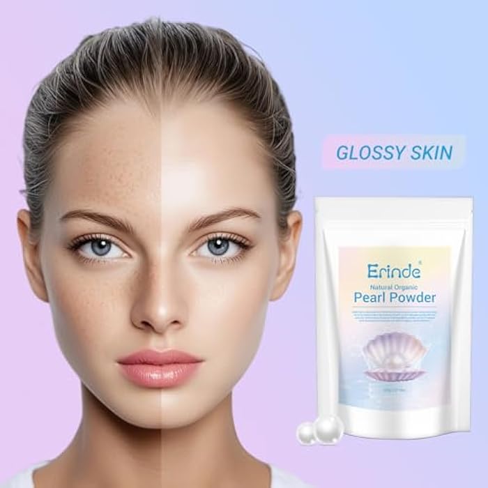 Erinde Freshwater Pearl Powder Organic, 10.58 OZ / 300g Natural DIY Skincare Pearl Powder for Face Mask, Cream & Lotion, Cosmetic Grade, Deep Cleansing, Anti-Aging Antioxidant Facial Mask - Image 4