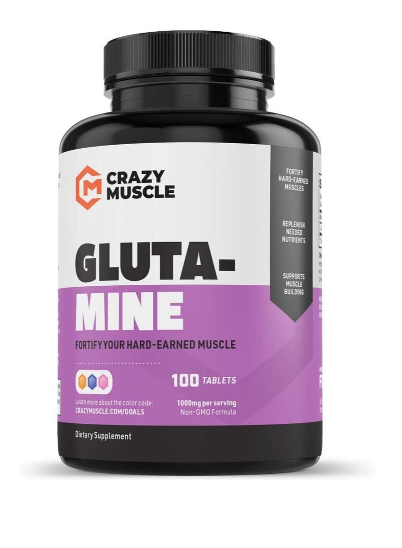 Crazy Muscle L Glutamine Capsules 1000Mg Post Workout Supplement To Increase Muscle Recovery And Decrease Soreness Reinforce Strength Gains 100 Capsules Purple White - Image 1