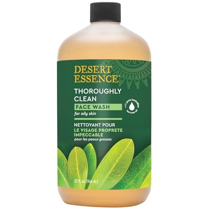 Desert Essence Thoroughly Clean Face Wash with Tea Tree Oil, Castile Soap and Coconut Oil - Organic Facial Cleanser for Sensitive and Oily Skin, Vegan & Cruelty-Free, 32 fl oz - Image 2