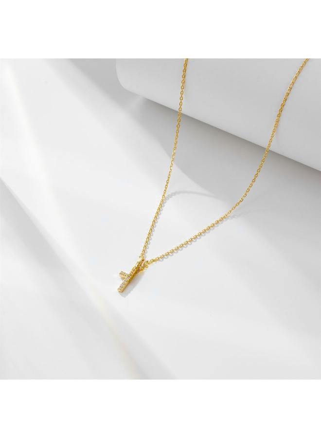 Simple Elegant European And American Diamond Cross Sterling Silver Necklace Female Niche Design High-grade Clavicle Chain Necklace Chain 