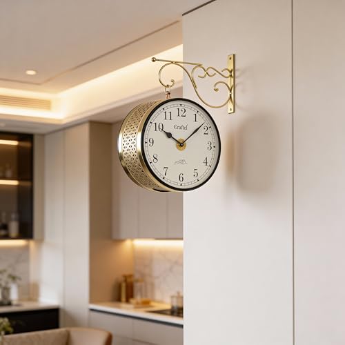 CRAFTEL Double Sided Station Wall Clock Powder Coated | Both Side English Numerals | Aluminum Matte-Finish Dial Metal Body | Dial - 10 Inches, Matte Black | 365 Days Warranty - Image 3