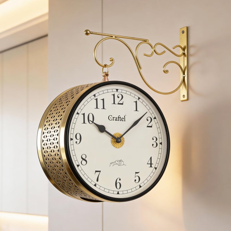 CRAFTEL Double Sided Station Wall Clock Powder Coated | Both Side English Numerals | Aluminum Matte-Finish Dial Metal Body | Dial - 10 Inches, Matte Black | 365 Days Warranty - Image 5