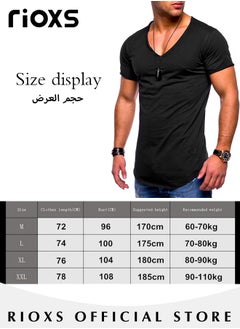 RIOXS Men's Basic Slim Fit Short Sleeve T-Shirt, Stretch V-Neck Fitness Workout Tops, Casual Versatile Beach Shirts, Reliable Option for Any Man Seeking Comfort without Compromising on Style  - Image 4