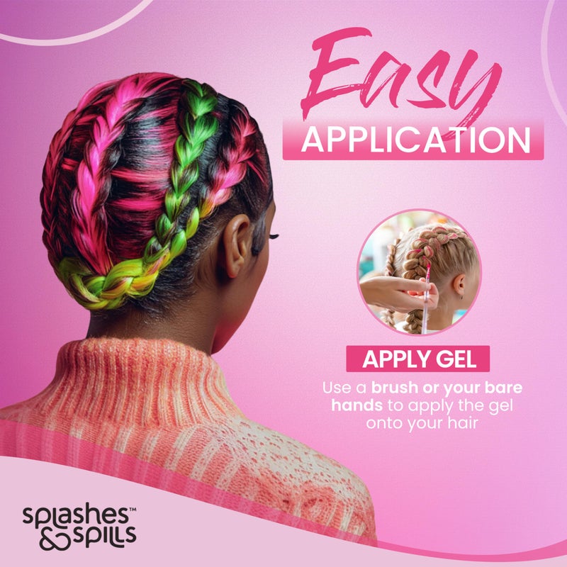 Splashes & Spills UV Neon Hair Gel Set - 6 Bright Non-Toxic Colors with Black Light Glow for Raves, Parties, Clubs, Halloween Costume - Non-Toxic Temporary Wash Out Color - by Splashes and Spills - Image 4
