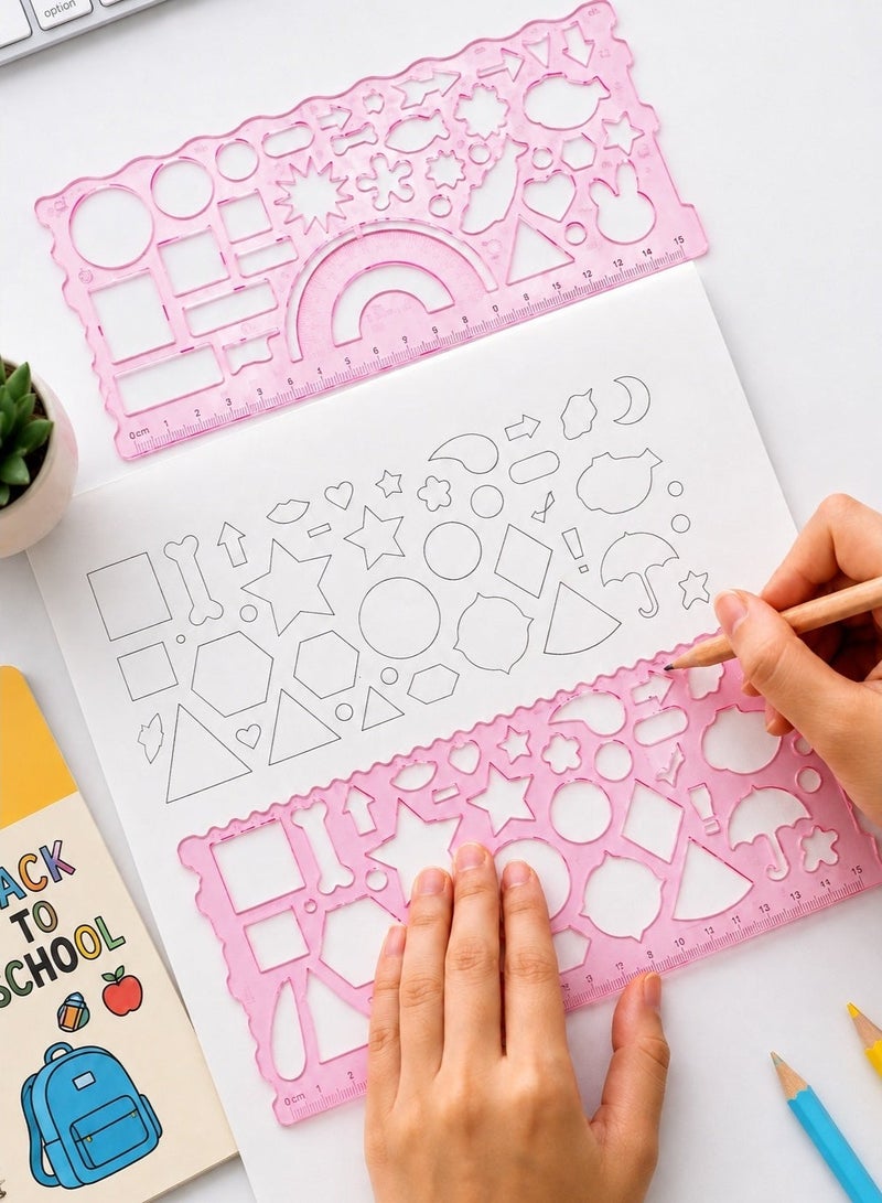 Back To School Drawing Ruler And Transparent Geometry Stencil Set With Rotating Gear Templates 3 Pieces - Image 1