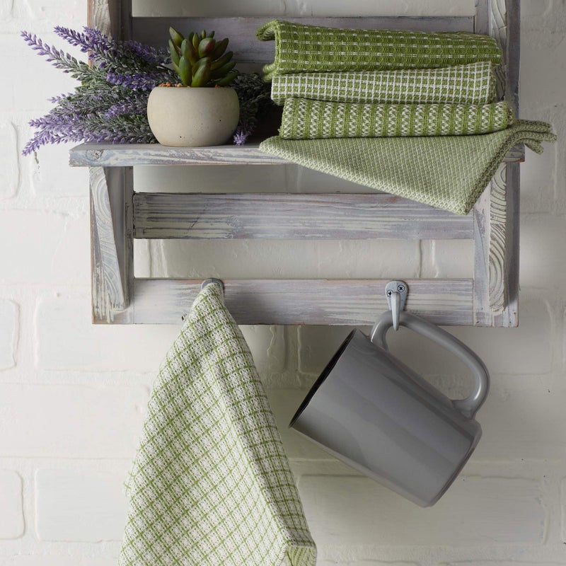 DII Everyday Kitchen Collection Assorted Dishcloth Set, 12x12, Antique Green, 5 Count - Image 5
