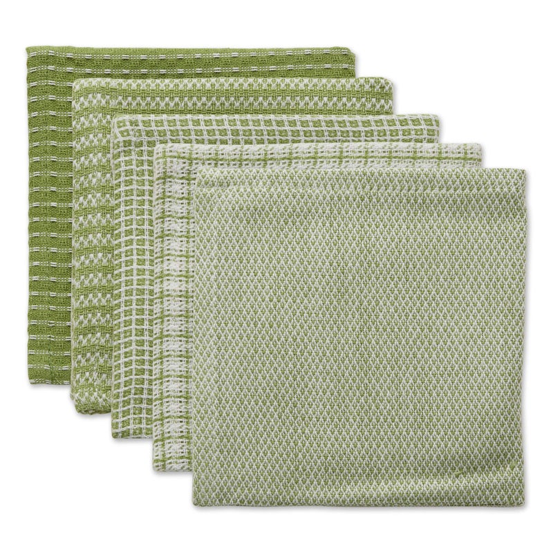 DII Everyday Kitchen Collection Assorted Dishcloth Set, 12x12, Antique Green, 5 Count - Image 1