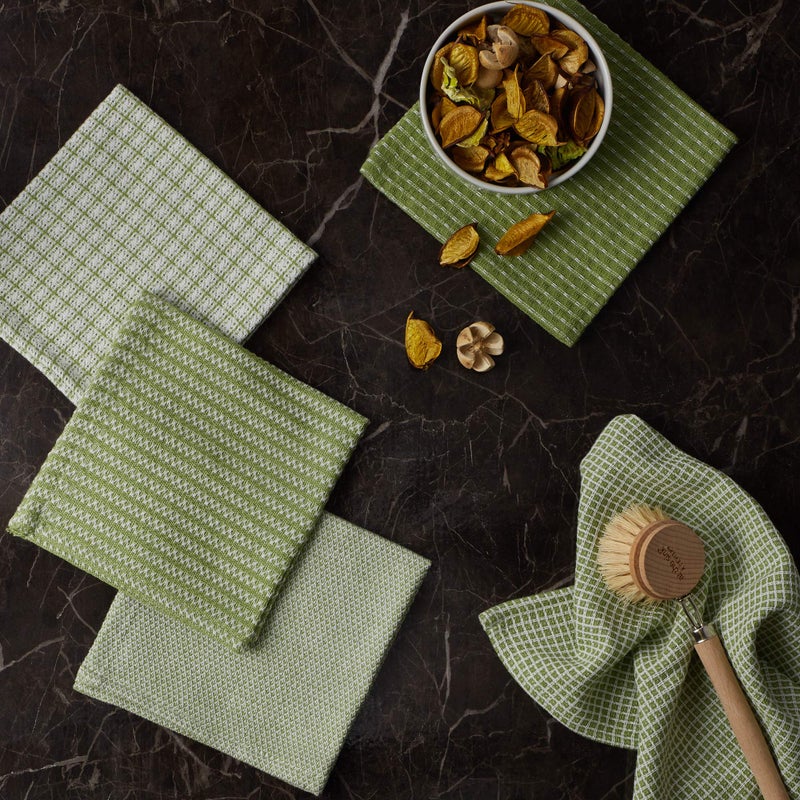DII Everyday Kitchen Collection Assorted Dishcloth Set, 12x12, Antique Green, 5 Count - Image 3
