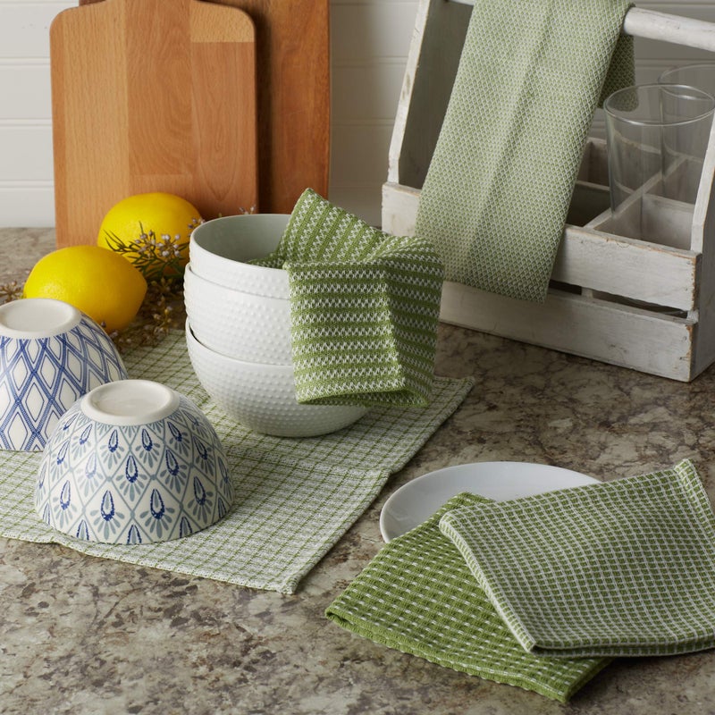 DII Everyday Kitchen Collection Assorted Dishcloth Set, 12x12, Antique Green, 5 Count - Image 4