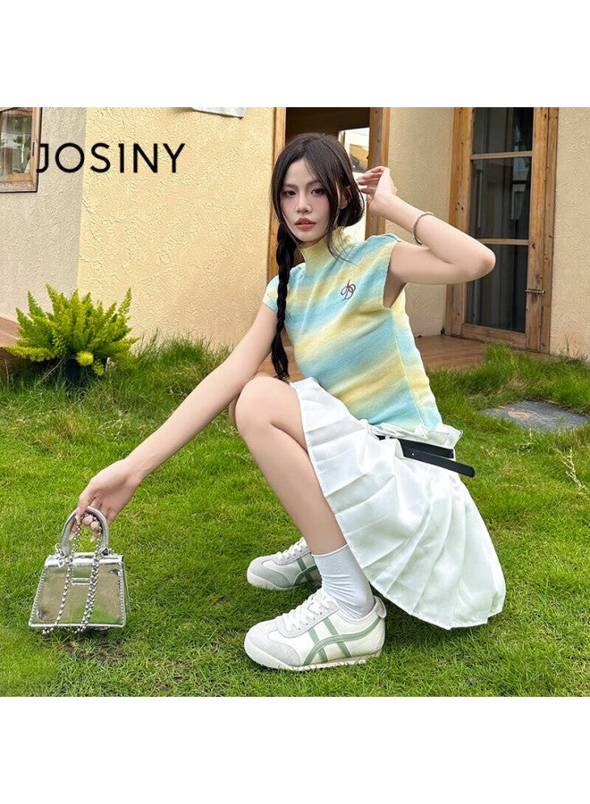 Josiny Genuine Leather Training Shoes, Popular White Sneakers, New Spring Collection, Versatile Women's Sports Shoes, Casual Footwear, Beige Green, Size 38 - Image 2