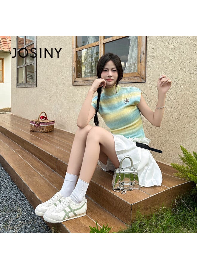 Josiny Genuine Leather Training Shoes, Popular White Sneakers, New Spring Collection, Versatile Women's Sports Shoes, Casual Footwear, Beige Green, Size 38 - Image 4