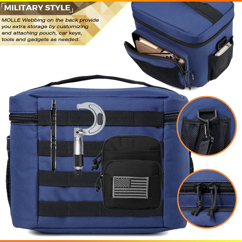 DBTAC Tactical Lunch Bag for Men Women, 12 Cans Insulated Lunch Box for Adult | 9L Leakproof Lunch Cooler Tote for Work Office Outdoor Travel | Soft Easy To Clean Liner x2, Blue - Image 5