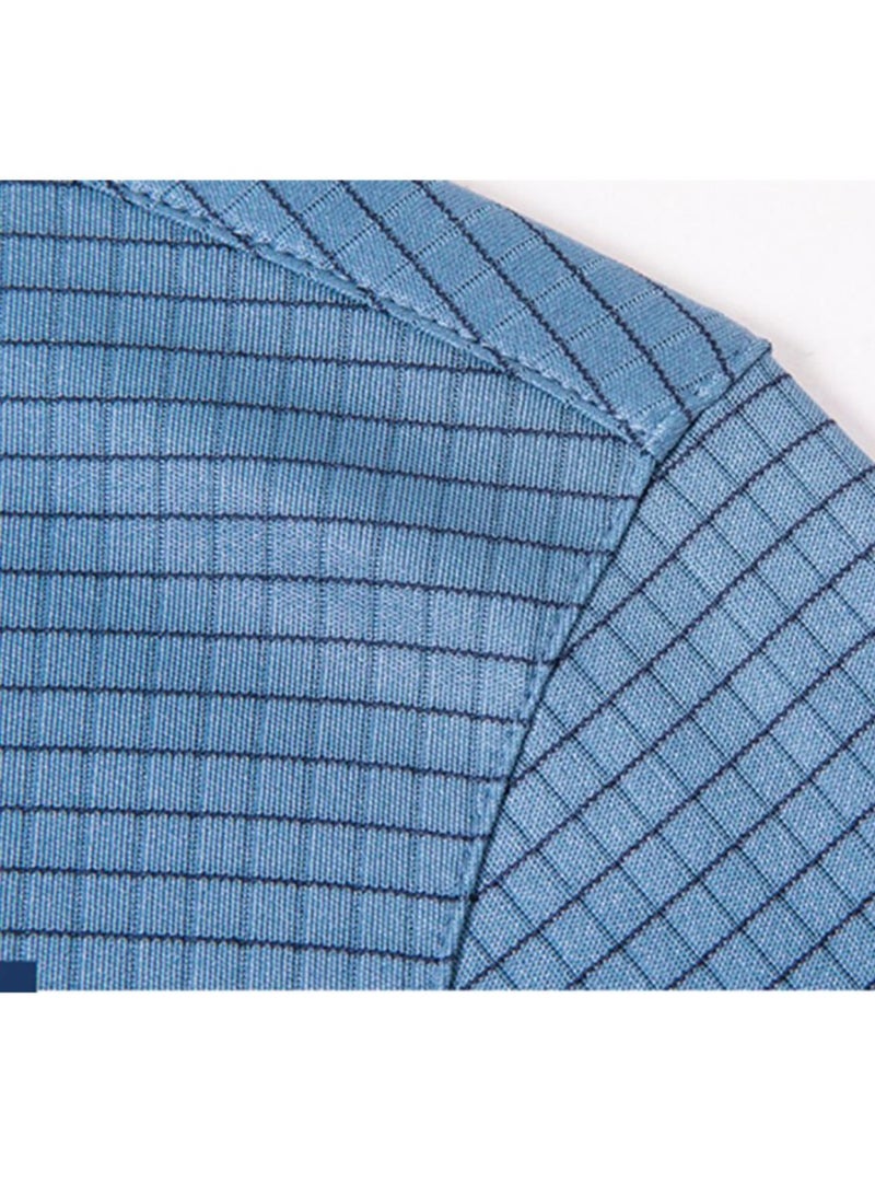 High End Mulberry Silk Checkered Short Sleeved Men's Polo Shirt, Business And Fashion Lapel T-shirt - Image 5