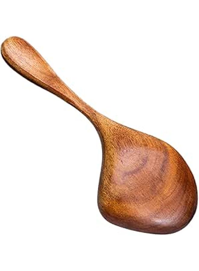 Long Handle Wooden Soup Spoon with Pouring Spout for Kitchen Serving - Image 1