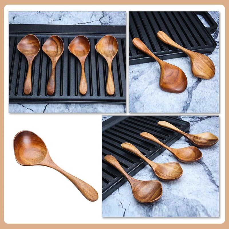 Long Handle Wooden Soup Spoon with Pouring Spout for Kitchen Serving - Image 4