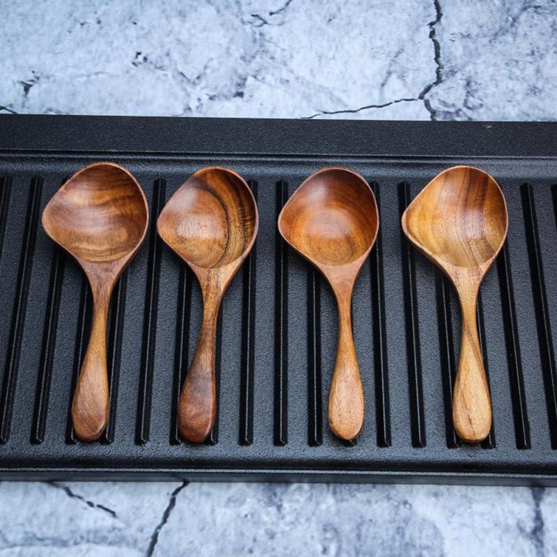 Long Handle Wooden Soup Spoon with Pouring Spout for Kitchen Serving - Image 5