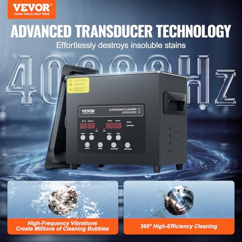 VEVOR 3L Ultra Sonic Cleaner 120W Digital Ultrasonic Cleaning Machine with Gentle Mode Upgraded Degassing 40kHz Ultrasound Cleaner Machine with Heater Timer for Jewelry Glasses Tools Retainer - Image 3
