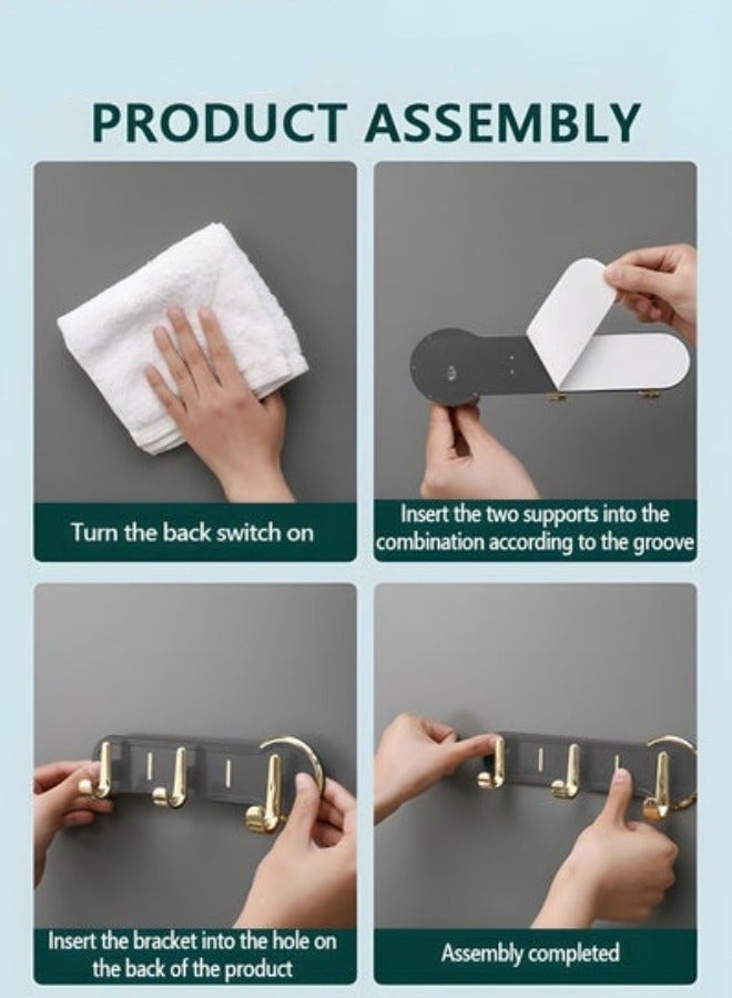 MIXDE Coat Rack Wall Mount with 6 Hooks, Wall Hook, Wall Mounted Modern Coat Rack for Living Room Entrance, Bedroom, Bathroom - Image 3