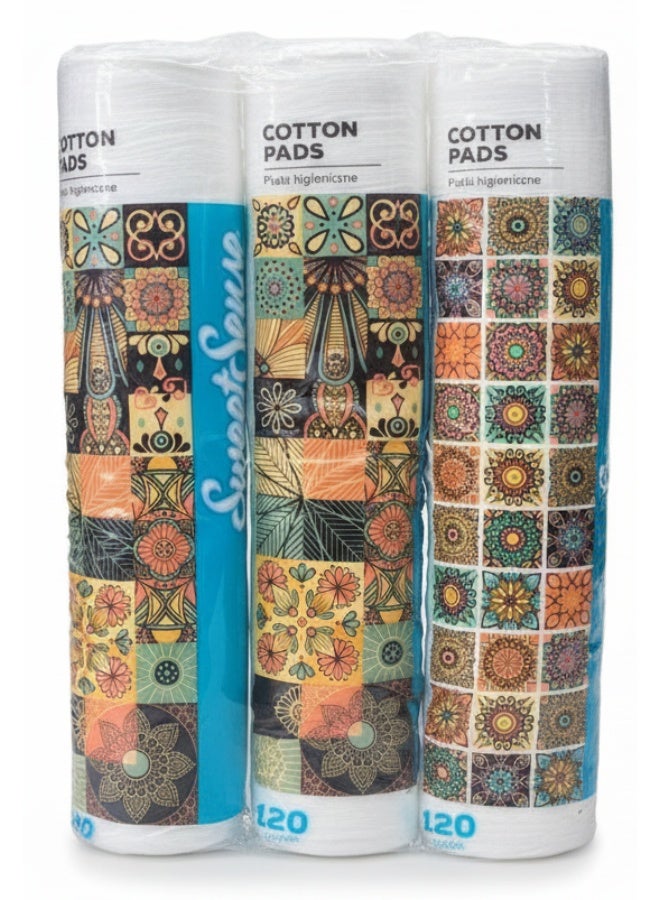 Sweet Sense Cosmetics Cotton Pads 120 Pcs X 3 Packs - Image 1