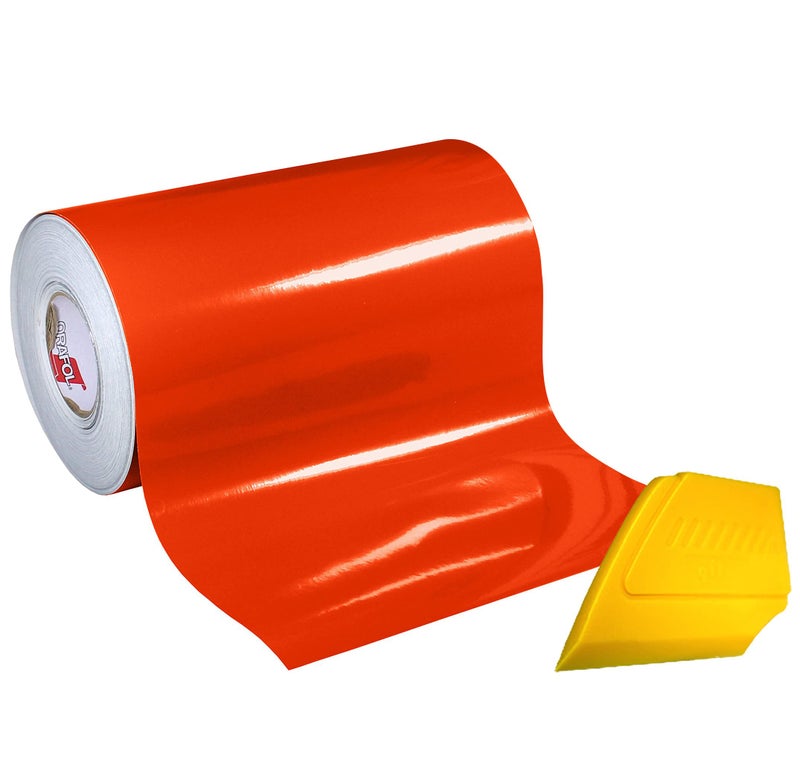 ORACAL VViViD ORACAL 651 MultiColored Vinyl SolventBased AdhesiveBacked Calendared Wrap Decals wYellow MultiPurpose Squeegee 12x 5ft Orange Red