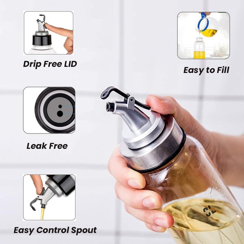 Craftlayout موزع زيت بلاستيكي كرافتلاوت 1 لتر | عبوة من 2 | شفاف، مقاوم للتسرب، حاوية زيت خالية من BPA للزيوت والطعام | ملحق مطبخ متين للتوزيع والتخزين 1000 مل | موزع زيت - Image 3