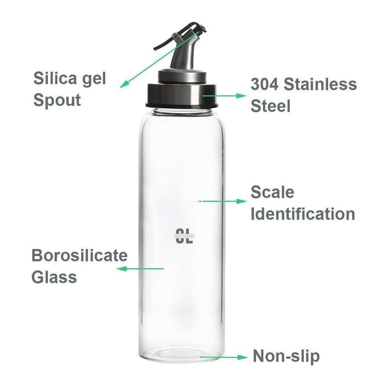 Craftlayout موزع زيت بلاستيكي كرافتلاوت 1 لتر | عبوة من 2 | شفاف، مقاوم للتسرب، حاوية زيت خالية من BPA للزيوت والطعام | ملحق مطبخ متين للتوزيع والتخزين 1000 مل | موزع زيت - Image 2