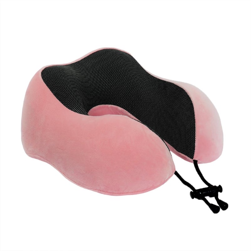 Makimoo Memory Foam Travel Pillow, Neck Pillow with 360-Degree Head Support, Comfortable and Lightweight, Ideal for Sleeping on Airplane, Car, Train, Bus and Home Use, Comes with Storage Bag (Pink) - Image 4