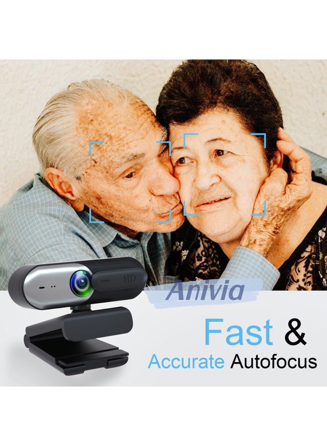 Anivia 1080P Webcam for PC, Web cam for Laptop Computer Camera Built-in Noise Canceling Microphones, Low-Light Correction, Works with Microsoft Teams, Zoom, Google Voice, PC/Mac/Laptop/MacBook/Tablet - Image 5