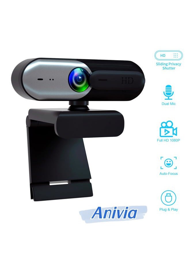Anivia 1080P Webcam for PC, Web cam for Laptop Computer Camera Built-in Noise Canceling Microphones, Low-Light Correction, Works with Microsoft Teams, Zoom, Google Voice, PC/Mac/Laptop/MacBook/Tablet - Image 2