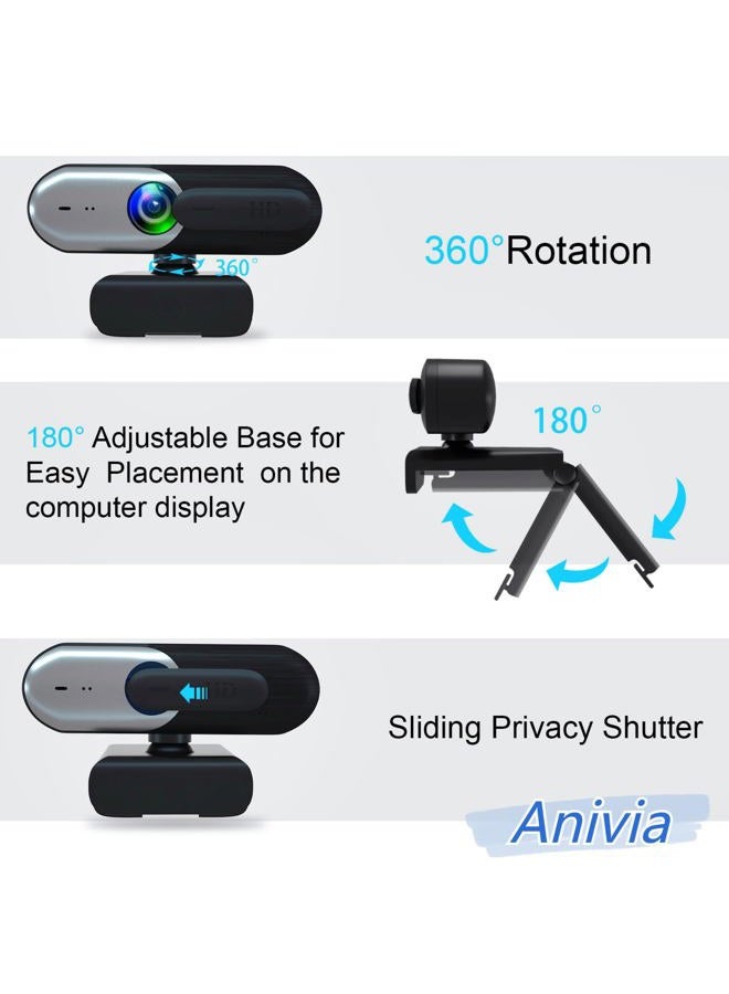 Anivia 1080P Webcam for PC, Web cam for Laptop Computer Camera Built-in Noise Canceling Microphones, Low-Light Correction, Works with Microsoft Teams, Zoom, Google Voice, PC/Mac/Laptop/MacBook/Tablet - Image 4