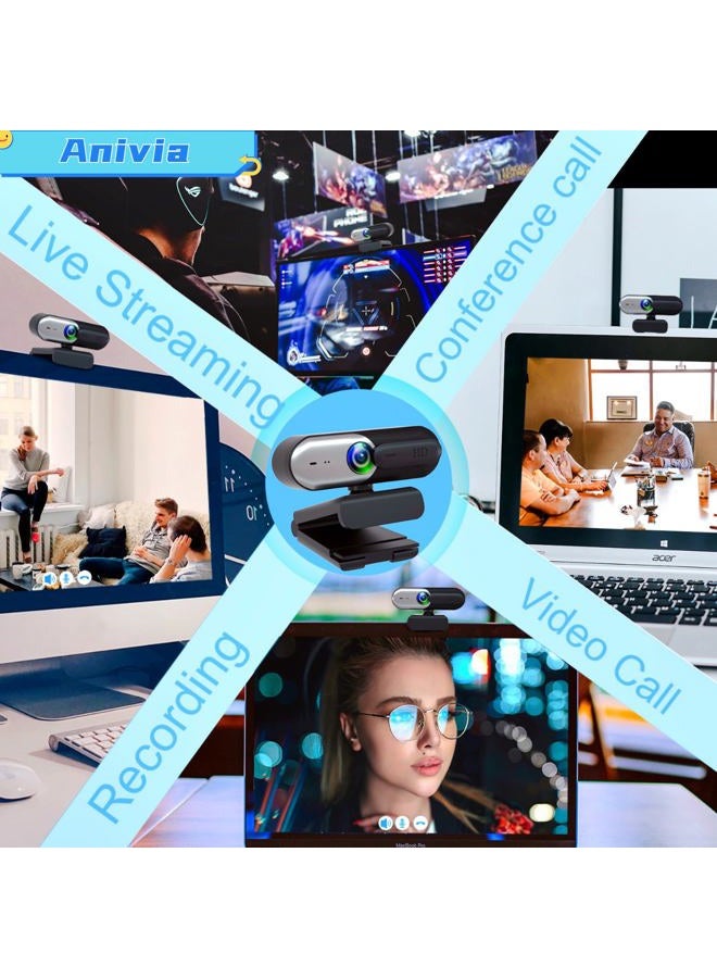 Anivia 1080P Webcam for PC, Web cam for Laptop Computer Camera Built-in Noise Canceling Microphones, Low-Light Correction, Works with Microsoft Teams, Zoom, Google Voice, PC/Mac/Laptop/MacBook/Tablet - Image 3