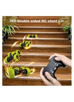 Y&D Remote Control Car for Kids 2.4GHz Electric Race Stunt Car Double Sided 360° Rolling Rotating Rotation LED Headlights RC 4WD High Speed Off Road 3 4 5 6 7 8-12 Year Old Boy Toys (Yellow)  - Image 4