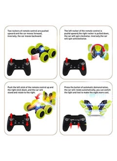 Y&D Remote Control Car for Kids 2.4GHz Electric Race Stunt Car Double Sided 360° Rolling Rotating Rotation LED Headlights RC 4WD High Speed Off Road 3 4 5 6 7 8-12 Year Old Boy Toys (Yellow)  - Image 2