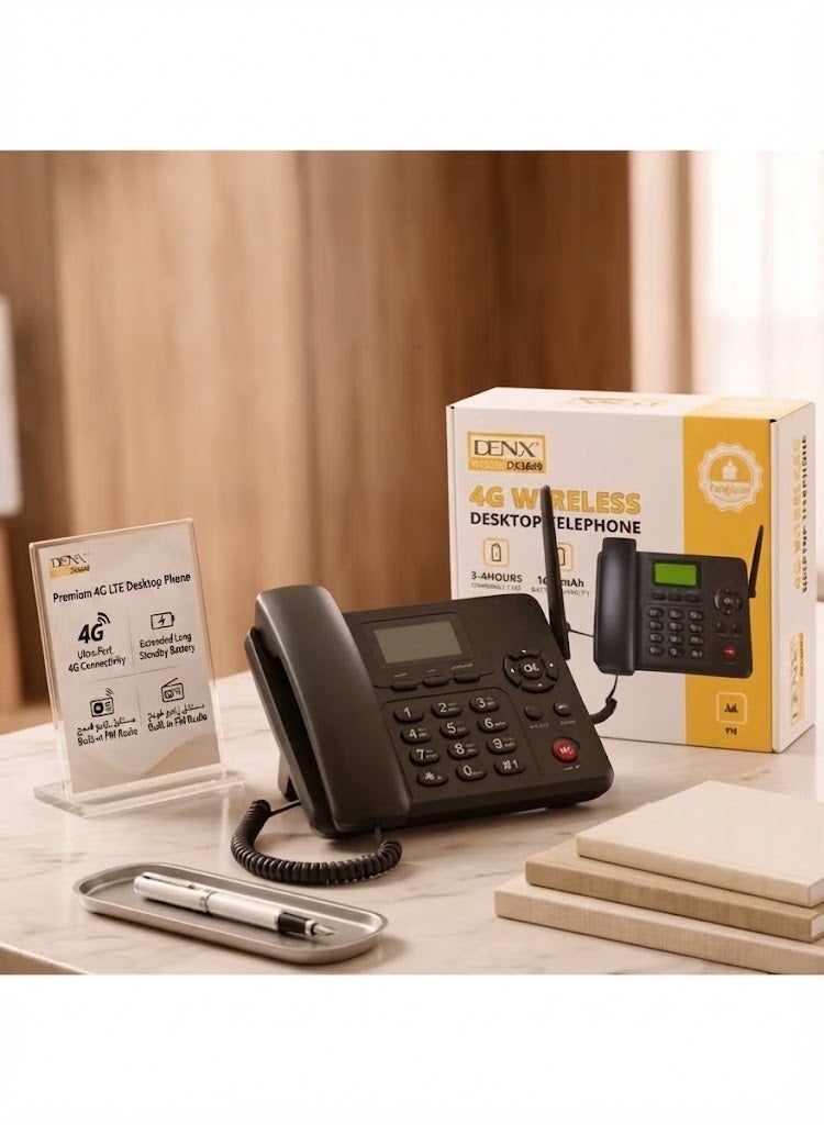 DENX DX3649 4G Wireless Desktop Phone with FM Radio, Long Standby Battery - Image 1