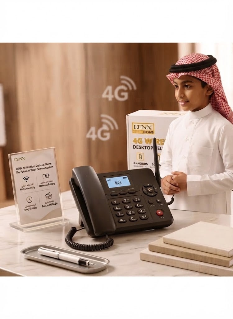 DENX DX3649 4G Wireless Desktop Phone with FM Radio, Long Standby Battery - Image 3