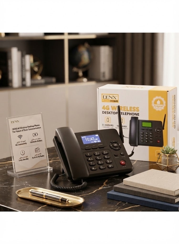DENX DX3649 4G Wireless Desktop Phone with FM Radio, Long Standby Battery - Image 5