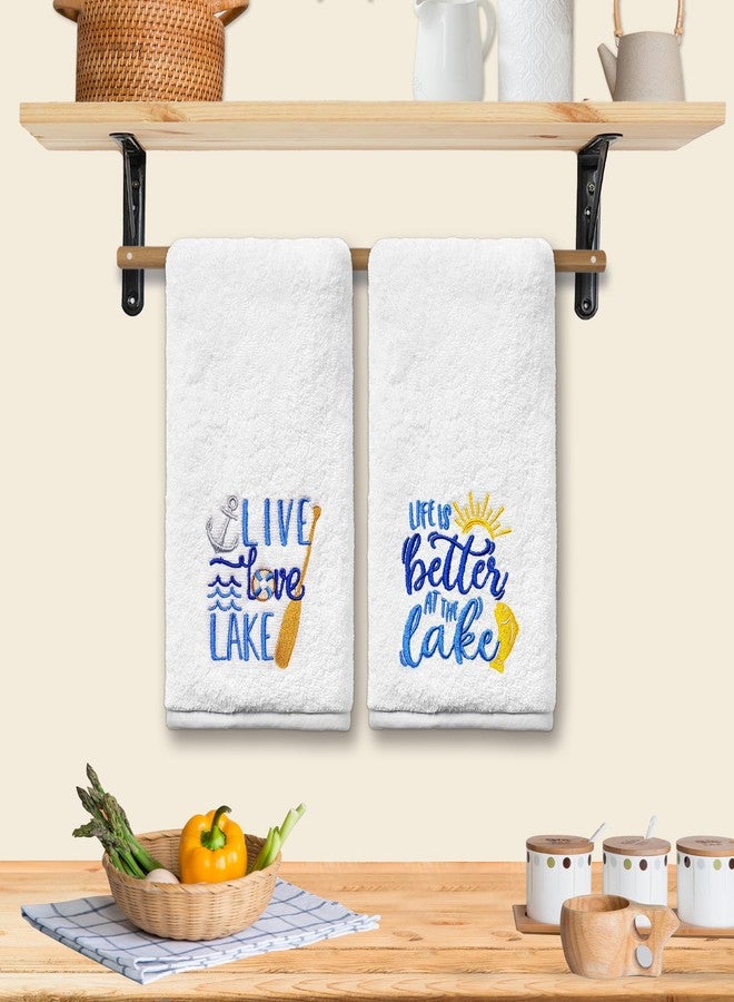 FUTBU Lake Hand Towels for Bathroom Set of 2, Embroidered House Gifts Decor, Life Decorative New Home Tea Towels, 100% Cotton Soft Kitchen Towels 14x30 Inches - Image 5
