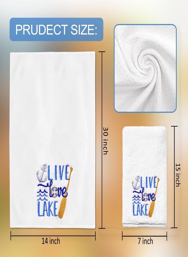 FUTBU Lake Hand Towels for Bathroom Set of 2, Embroidered House Gifts Decor, Life Decorative New Home Tea Towels, 100% Cotton Soft Kitchen Towels 14x30 Inches - Image 2