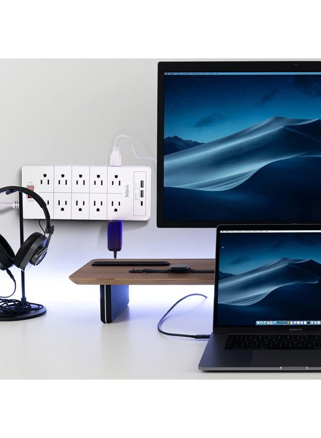 Nikleb 23 in 1 Surge Protector, 6ft Extension Cord with 3 USB Port Smart 3.1A, Multi Outlet Adapter 20 Outlets, Outlet Extender Cord Organizer for Office, - Image 3