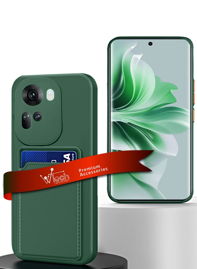 Wtech Silicone TPU With Card Holder Case Cover For Oppo Reno11 5G 2024 Dark Green - Image 1
