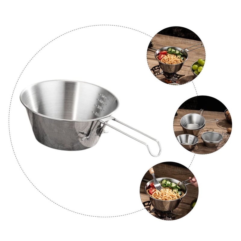 Collapsible Stainless Steel Camping Bowls with Storage Bag Portable Outdoor Cookware for Picnic Hiking - Image 5