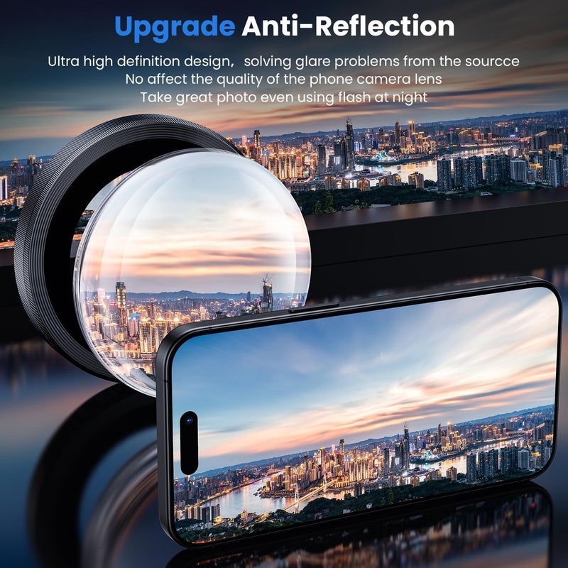 OpenTech ® واقي عدسة الكاميرا الزجاجي المقسى المتوافق مع iPhone 14 Pro / 14 Pro Max مع واقي حلقة عدسة الكاميرا الفردية (أسود) - Image 3