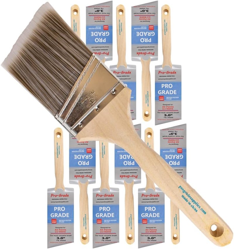 Pro-Grade - Paint Brushes - 12Ea 3" Angle Brushes - Image 1