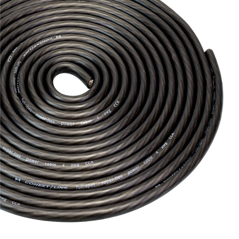 Conext Link 25 ft Black 4 Gauge Amplifier Power Ground Wire 25 Feet 4 GA AWG Amp Cable Roll 10848
